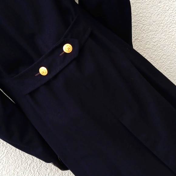 CLOTHING SUPPLY MEN'S VINTAGE BLACK PURE WOOL DOUBLE BREASTED TRENCH - Picture 16 of 17